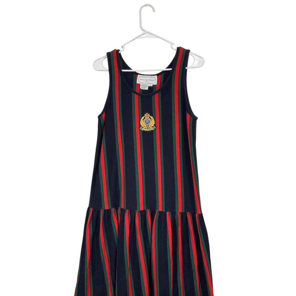 Rare VTG 90s Adrienne Vittadini Drop Waist Striped Midi Dress Magna Cum Laude - Picture 4 of 7